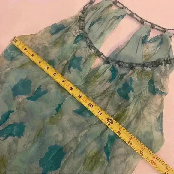 90s y2k Slip Dress Ruffle 44 10 Chiffon Cutout Floral Cocktail ALBERTA FERRETTI - Picture 4 of 14